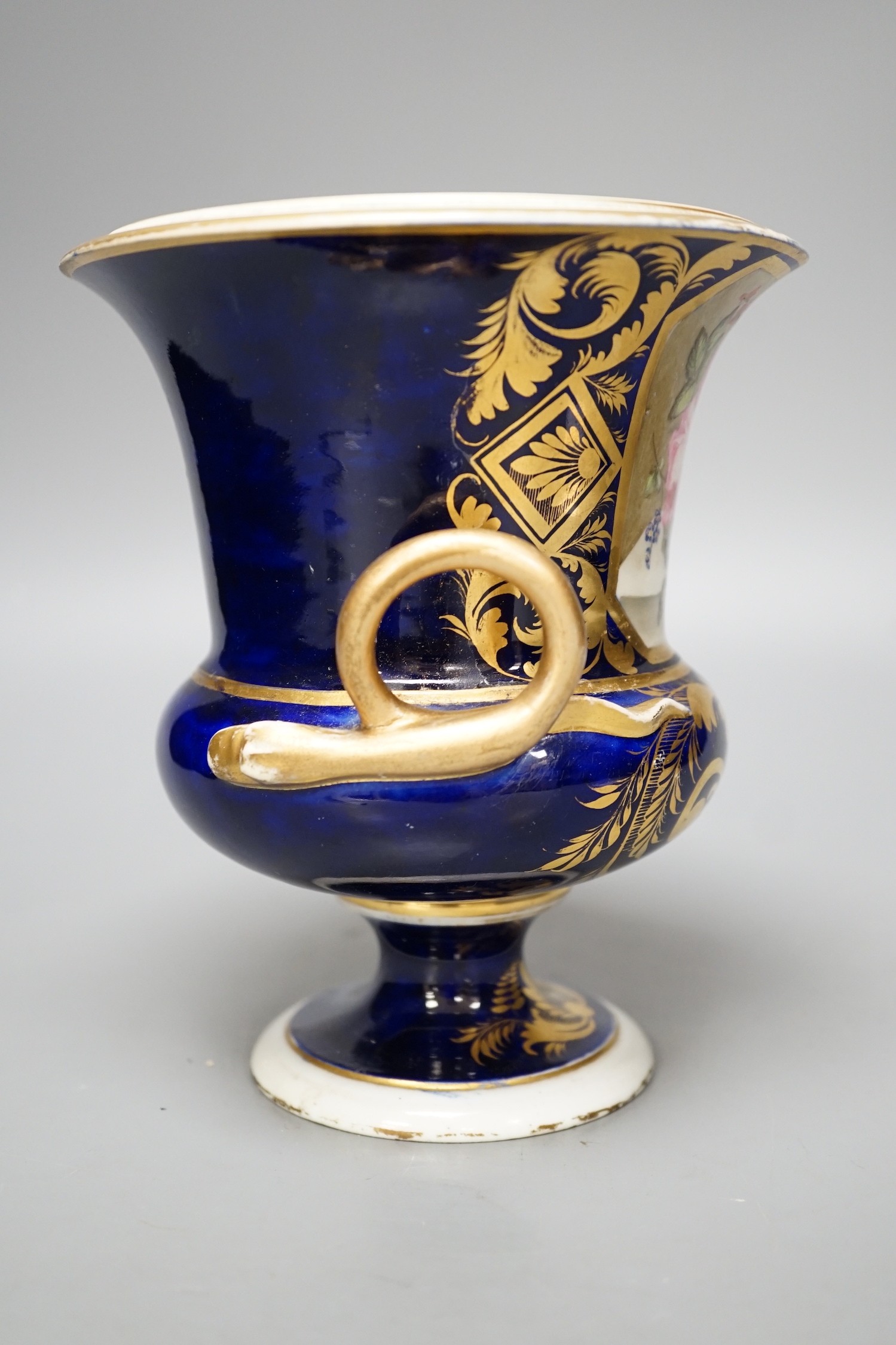 An early 19th century Derby two handled vase. 16cm high